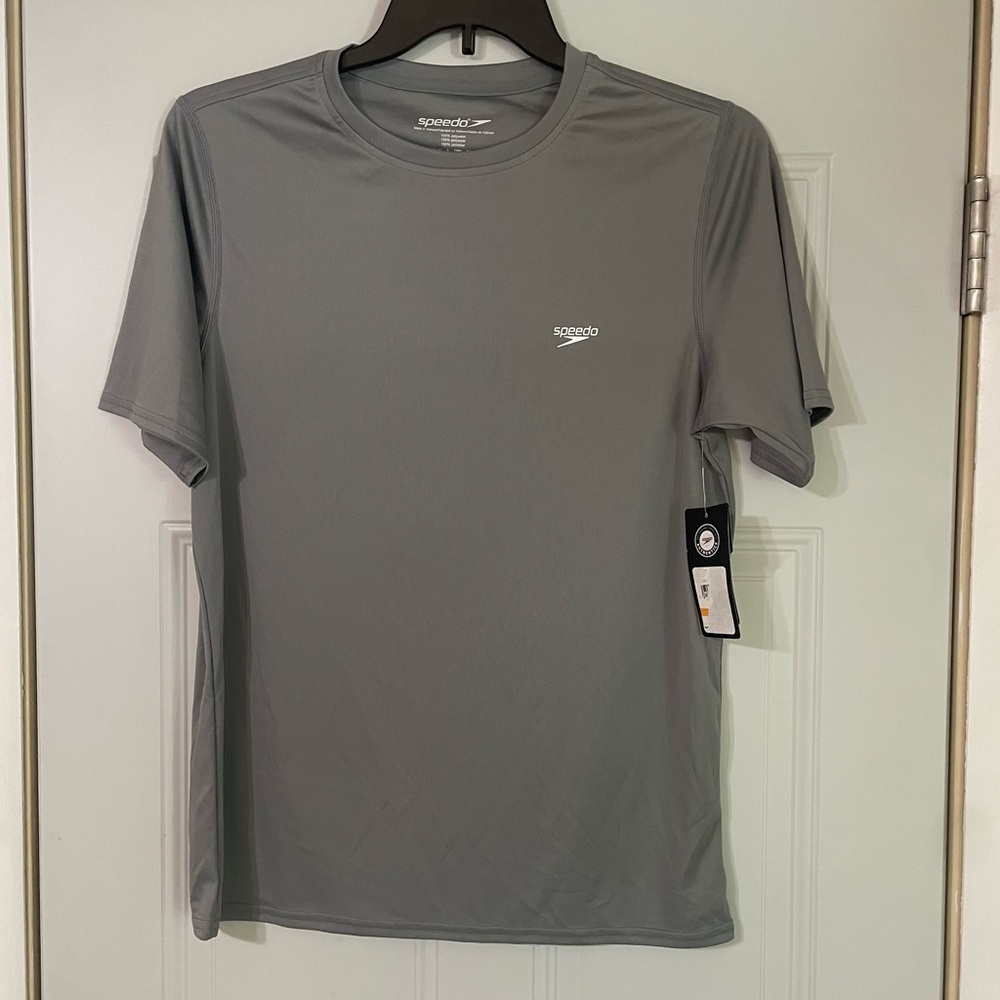 Speedo UPF 50+ Gray Swim Shirt Men's Size Medium Beach Pool Outdoor Summer
